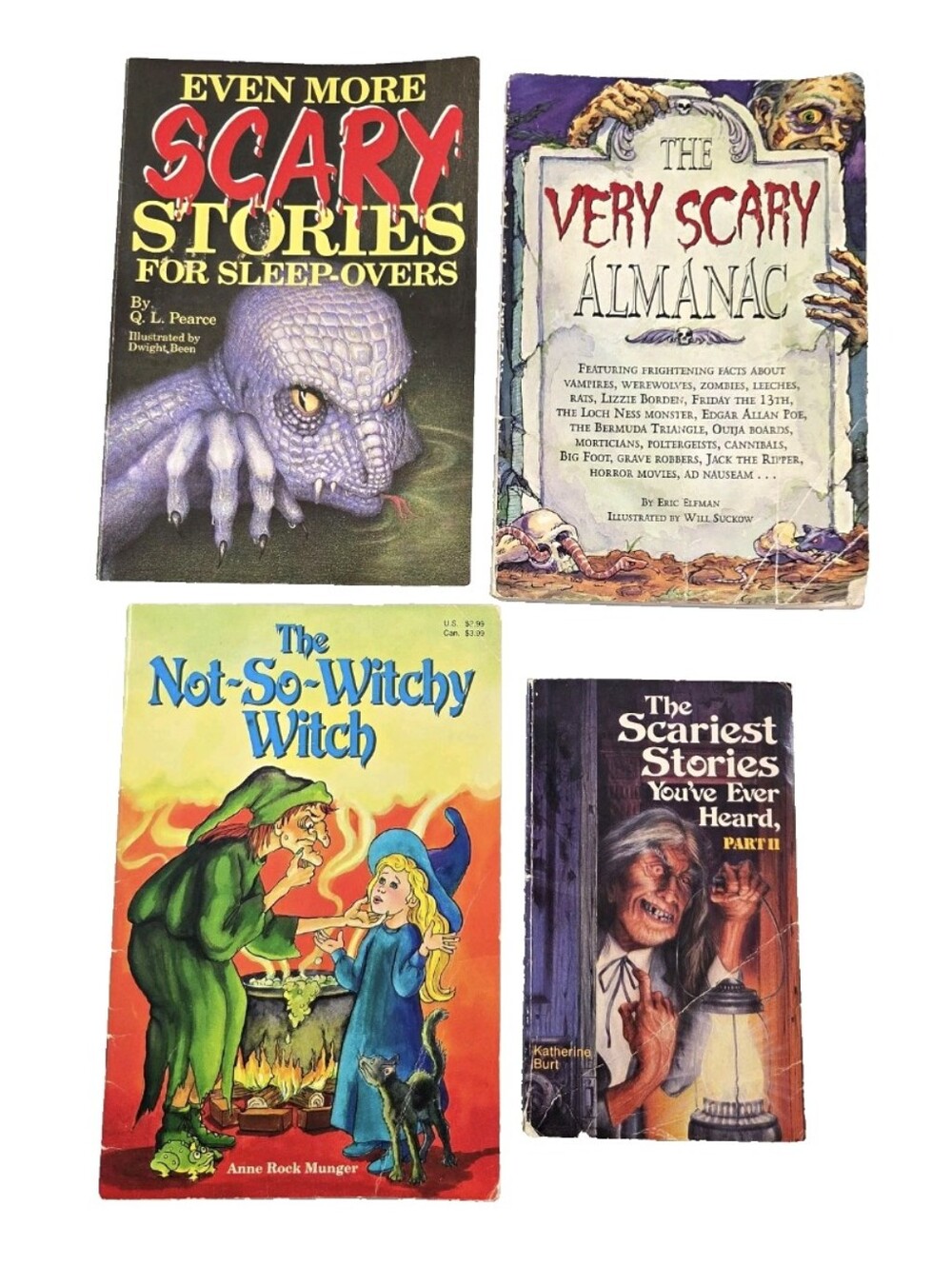 Vintage Scary Stories Books Lot of 4 Sleep-Overs Scariest Stories Witch 80s 90s